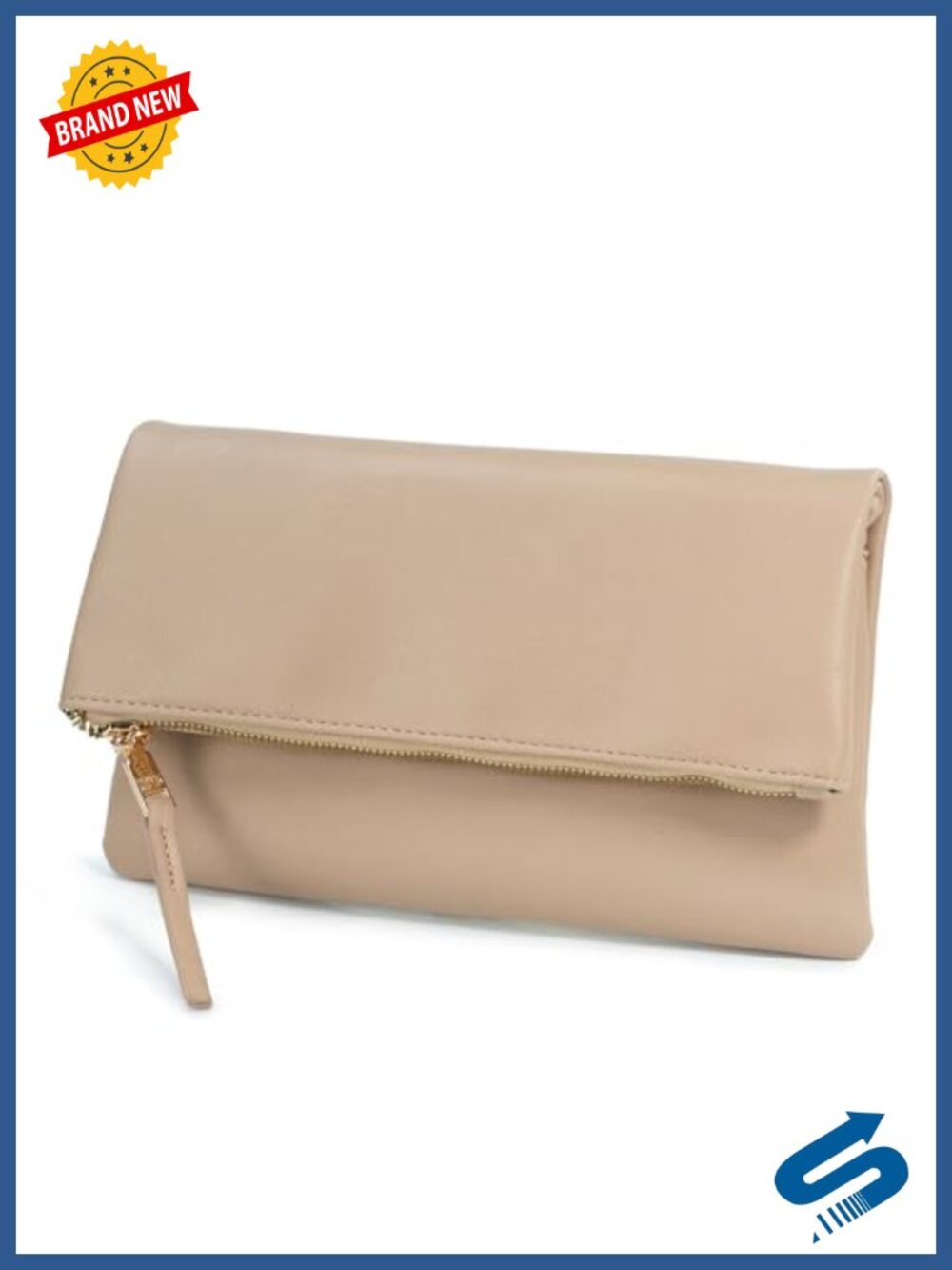 Vegan Leather Foldover Clutch with Chain Strap Crossbody Bag